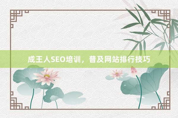成王人SEO培训，普及网站排行技巧